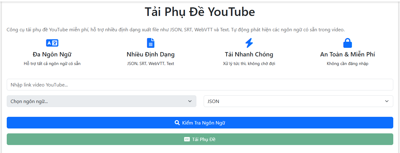 Công Cụ Tải Phụ Đề YouTube